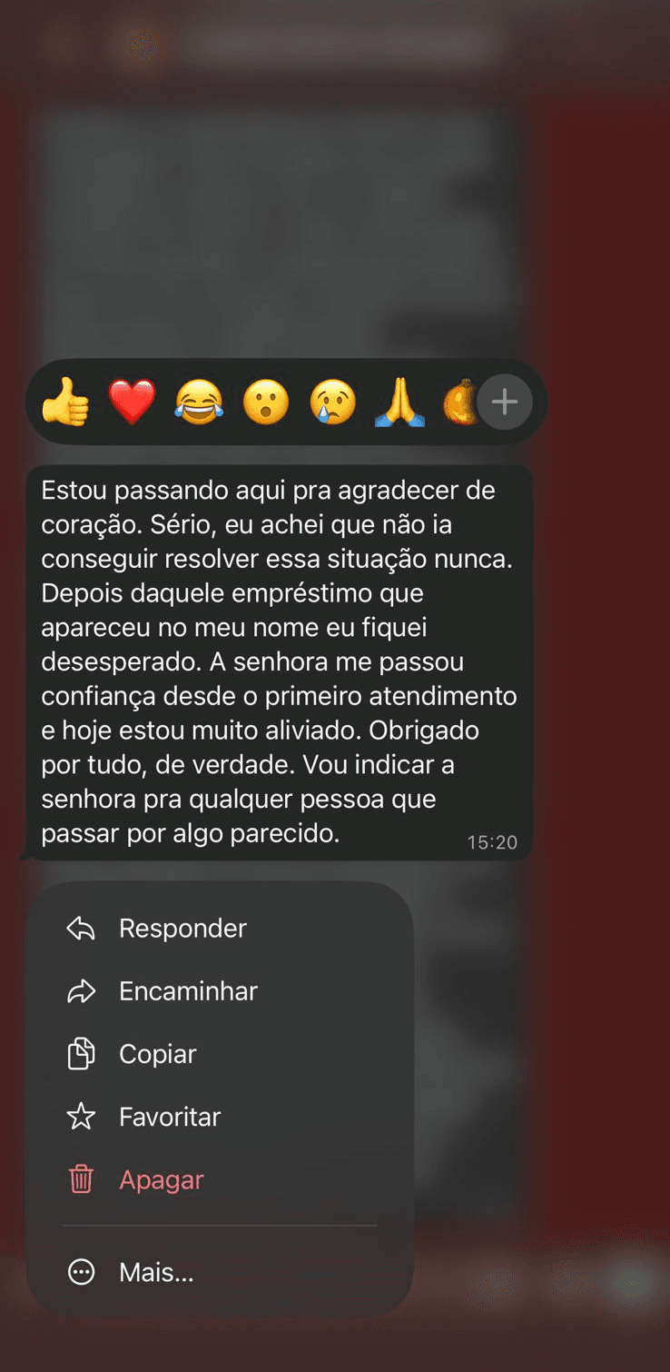 Print de relato de Vitor